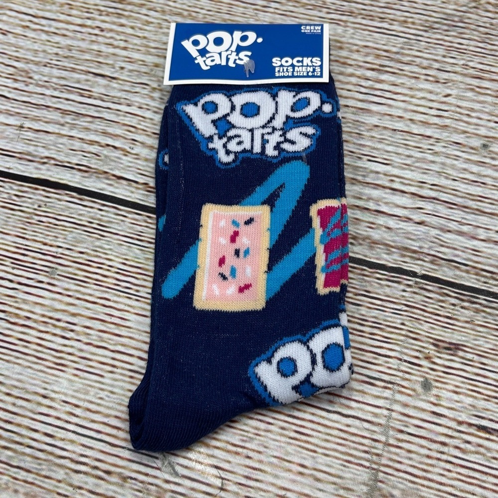 Pop-Tarts Mens Crew Socks Navy Blue Graphic Food Novelty Shoe Size 6-12 NWT‎